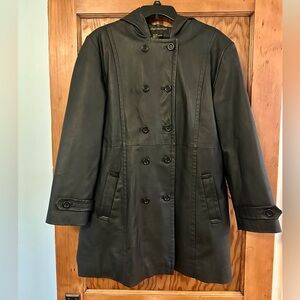 Leather Double-Breasted Coat